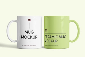 Free Double Mug Mockup