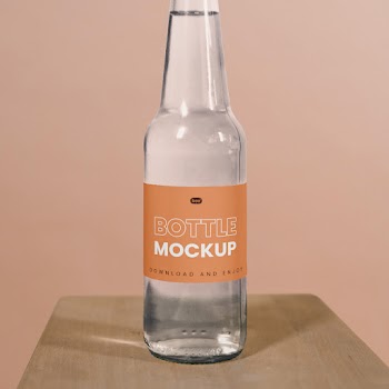 Free Drink Bottle with Label Mockup