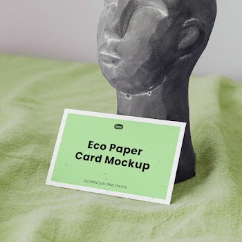 Free Eco Card with Statue Mockup