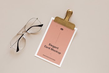 Free Elegant Card with Clip Mockup