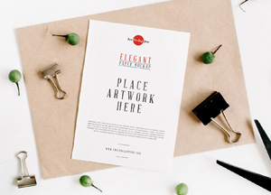 Free Elegant Paper Mockup PSD elegani place artwork ihere 