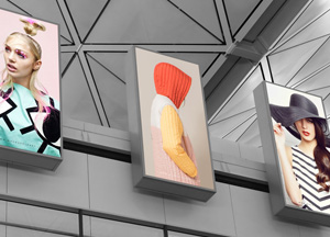 Free Expo Indoor 3 Billboard Display Mockup PSD 2018 