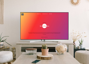 Free Flat TV Screen Mockup 
