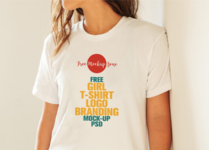 Free Flawless Girl T-Shirt Logo Branding Mock-up Psd free girl t-shirt logo branding mock-up psd 