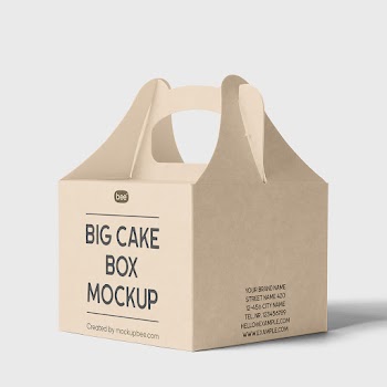 Free Food Box with Handle Mockup