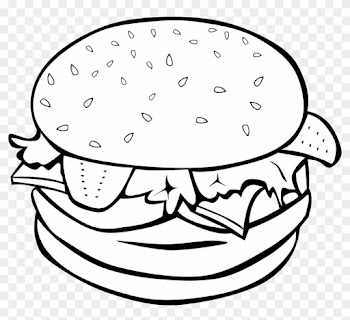 Free Food Clip Art Images - Cheeseburger Coloring Page