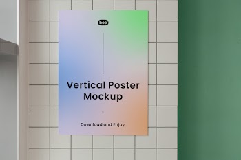 Free Front Poster on Wall Mockup