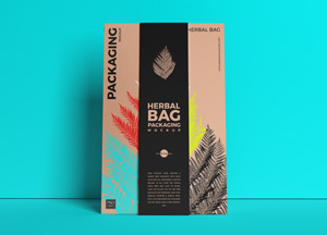 Free Front View Herbal Bag Packaging Mockup herbal ba herbal bag packacing packaging 