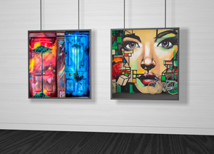 Free Gallery Interior Poster Frame Mockup PSD 