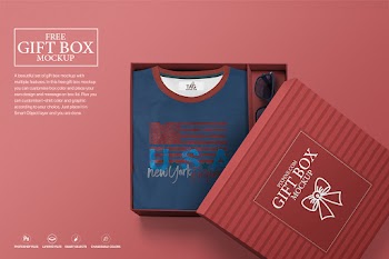 Free Gift Box Mockup