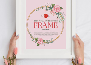 Free Girl’s Floral Hands Showing Frame Mockup cibls floral handes showng frame mockup 