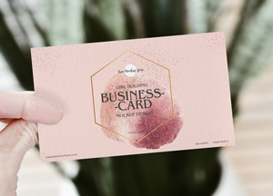 Free Girl Holding PSD Business Card Mockup Design 2019 business- -card hocni 