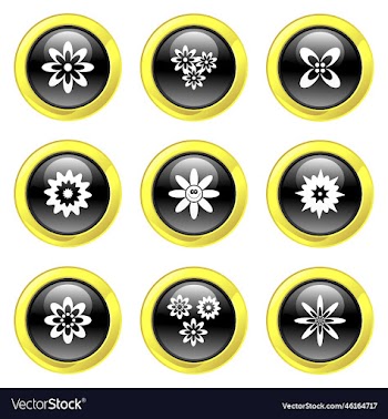 free glassy black and gold flower buttons