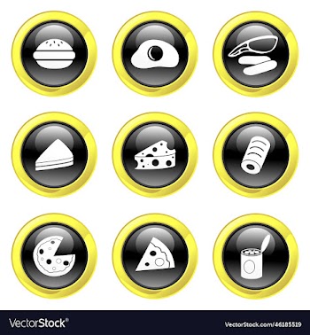 free glassy black and gold food buttons