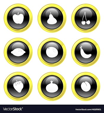 free glassy black and gold fruit buttons