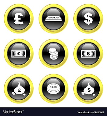 free glassy black and gold money buttons