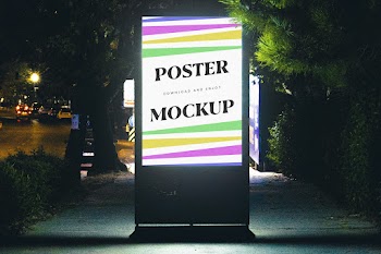 Free Glowing Night Poster Mockup