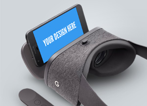 Free Google Daydream MockUp Template PSD your design here 