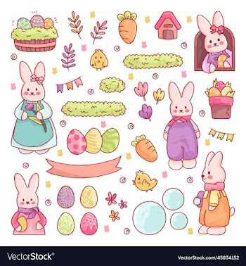 free hand drawn easter celebration bunny ra