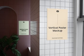 Free Hanging Double Poster Mockup