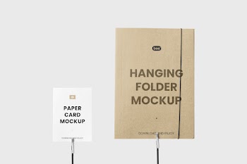 Free Hanging Folder with Card Mockup