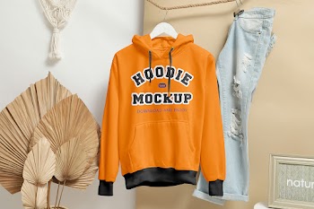 Free Hanging Hoodie Mockup