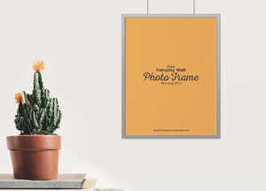 Free Hanging Wall Photo Frame Mockup PSD manging we photo frame 