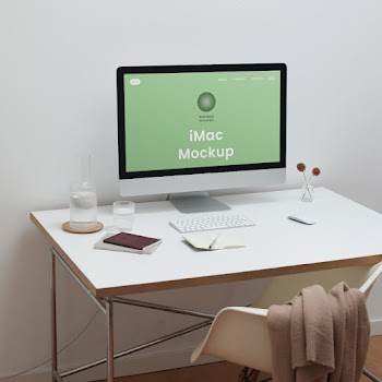 Free Home Office iMac Screen Mockup