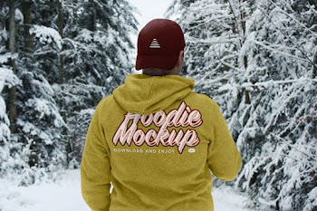 Free Hoodie in Winter Mockup