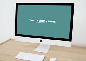 Free iMac Workspace PSD Mockup your screen here 