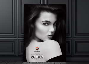 Free Indoor on Wooden Floor Poster Mockup on woccen floo poster mockup 