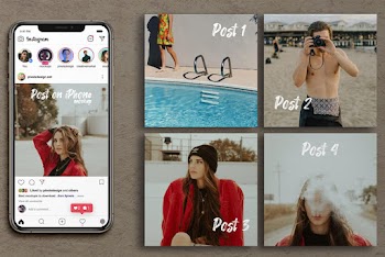 Free Instagram Grid Posts & iPhone XS Max Mockup