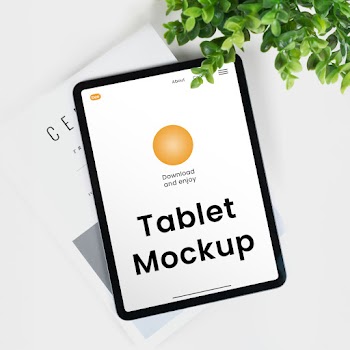 Free iPad Screen with Plant Mockup