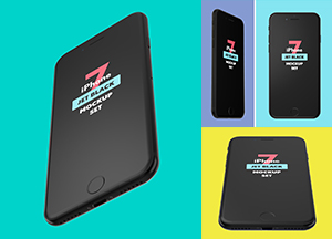 Free iPhone 7 Jet Black Mockup Set phne alack hockup set 