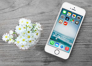 Free iPhone Mockup with Wooden Background 