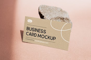 Free Leaning Business Card Mockup