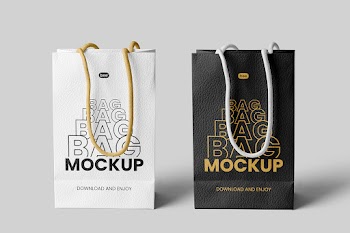 Free Leather Gift Bag Front View Mockups
