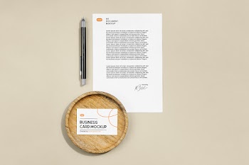 Free Letterhead with Business Card Mockup