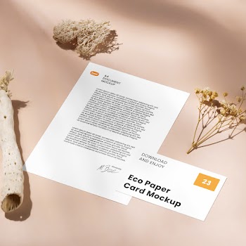 Free Letterhead with Card Mockup