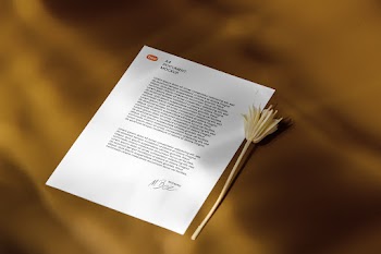 Free Letterhead with Flower Mockup