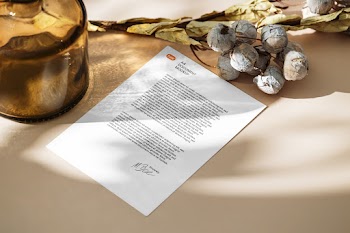 Free Letterhead with Vase Mockup
