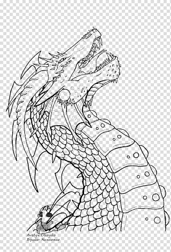 Free Line Art Dragon Updated, gray dragon illustration transparent background PNG clipart