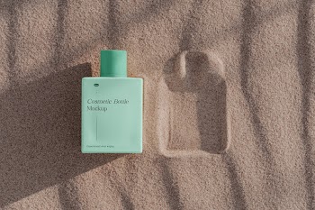Free Lying Bottle on Sand Mockup