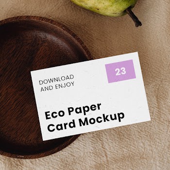 Free Lying Business Card with Pear Mockup