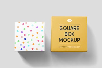 Free Lying Square Box Mockups