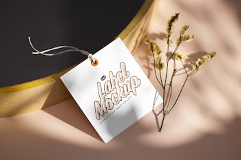 Free Lying Square Label Mockup