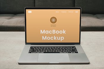 Free MacBook Display Front View Mockup