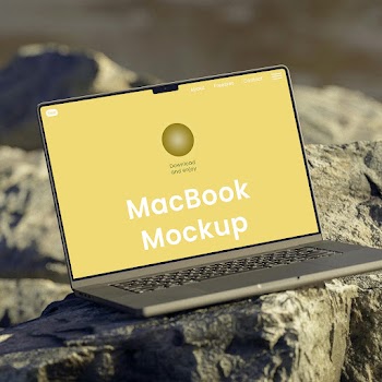 Free MacBook on Rock Mockup