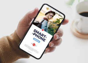 Free Man Holding Elegant Smartphone Mockup smart- -phone 