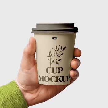 Free Medium Paper Cup in Hand Mockup